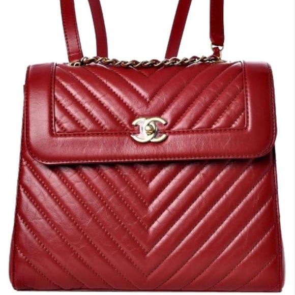SOLD CHANEL Brand New Calfskin Backpack Red - Picture 7 of 8